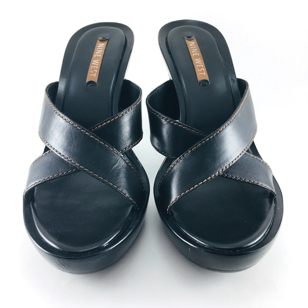 💥 SOLD 💥 Nine West MAYLIN Black Leather Wedge - Picture 3 of 7